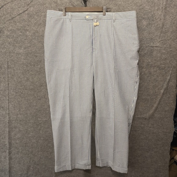 J Peterman Seersucker Pants‎ Slacks Mens Sz 44 x 29 Blue Striped Lined - NWOT